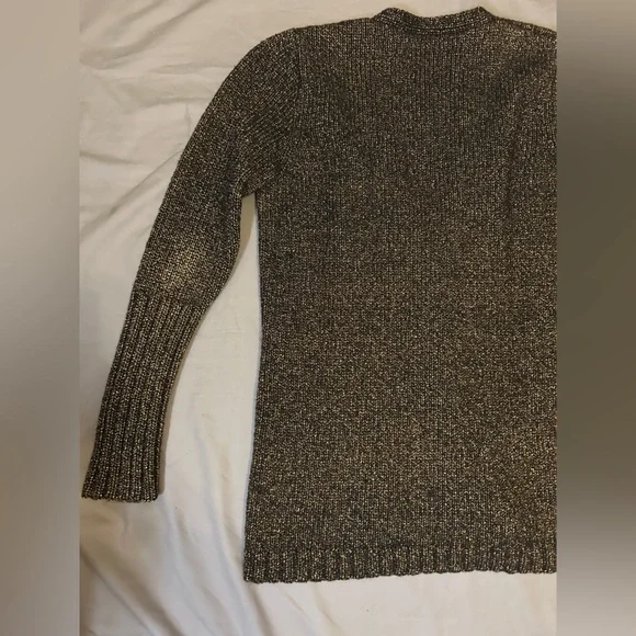 Jenni Kayne gold black sparkly sweater cardigan Size Small